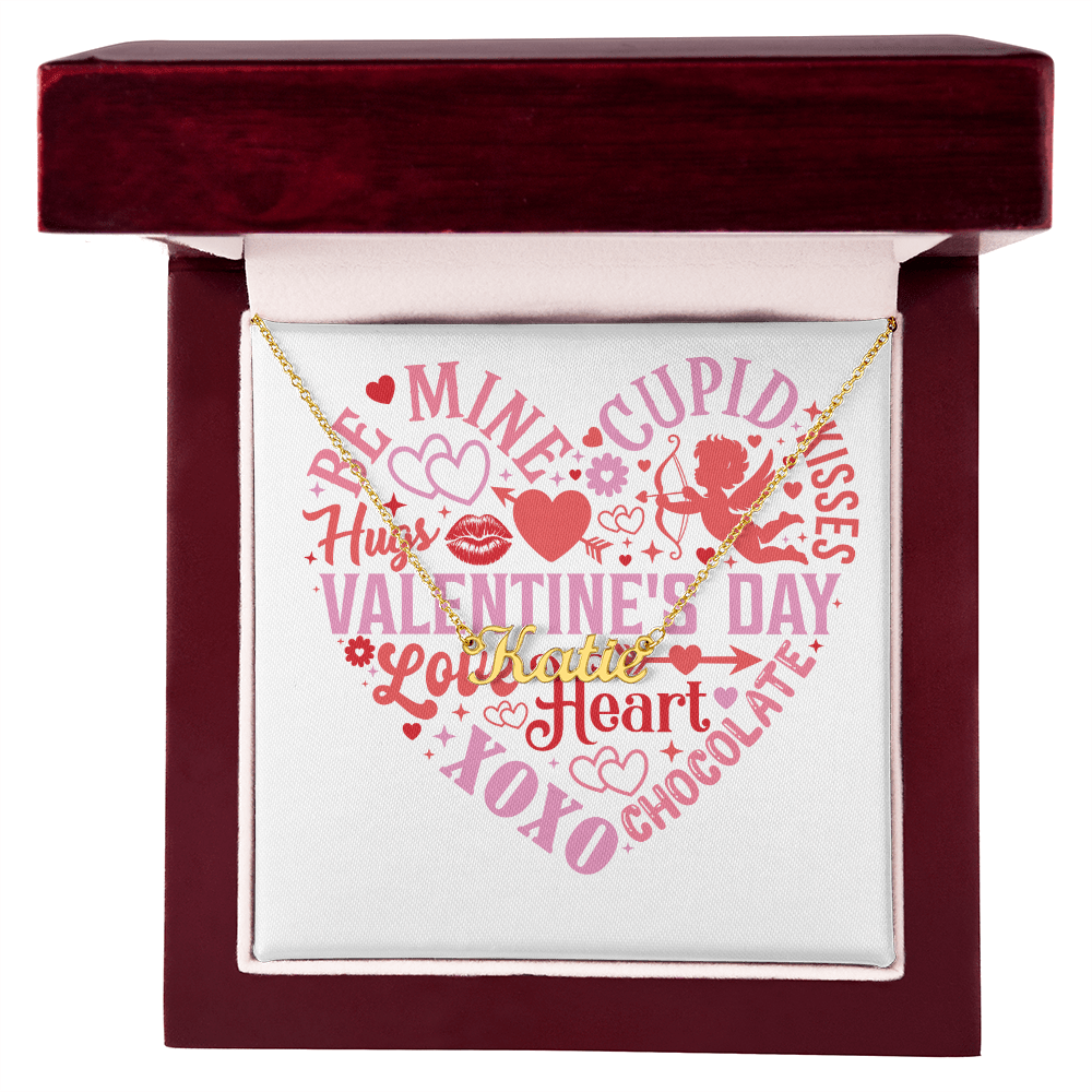 Valentine Words In Heart Custom Name Necklace - You Make It Special