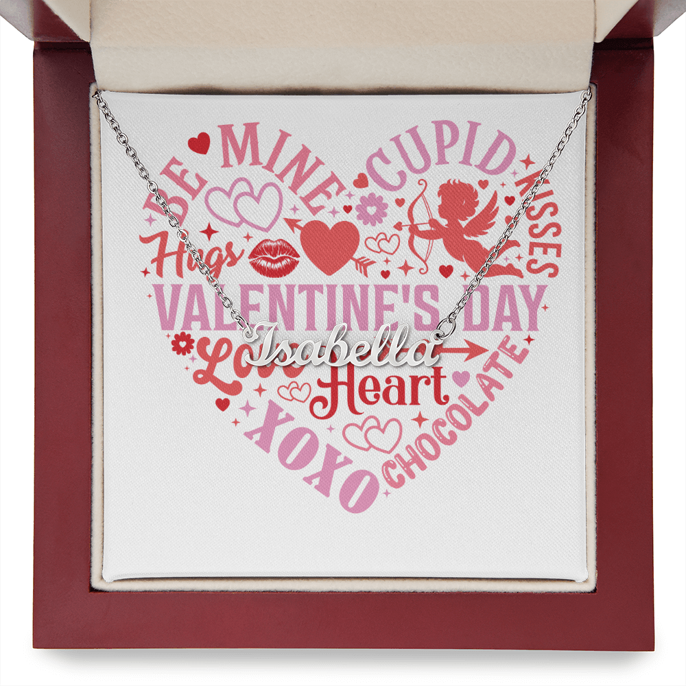 Valentine Words In Heart Custom Name Necklace - You Make It Special