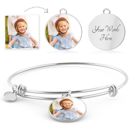 Circle Bangle Bracelet - Upload Your Own Photo and Engrave (CRCBNG-BRACELET-PHTENGR-S2311) - You Make It Special