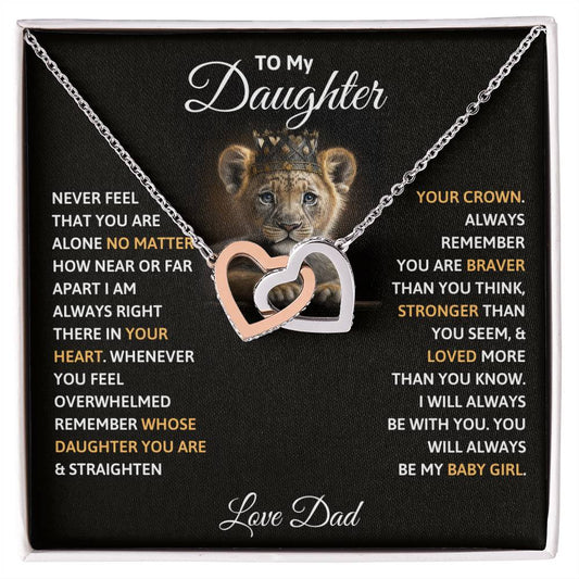 Daughter From Dad | Never Feel Alone | Interlocking Hearts Necklace (IHN-D-Dd-NeverFeelAlone-Bk-S2401) - You Make It Special