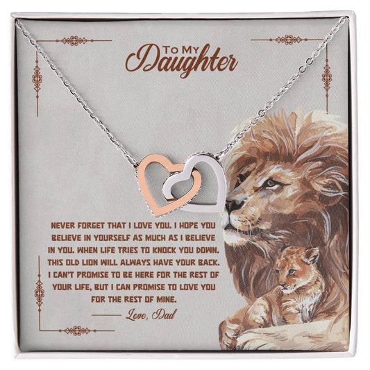 Daughter From Dad | Never forget-SideLion | Interlocking Hearts Necklace - You Make It Special