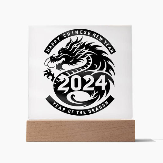 Happy Chinese New Year 2024 Year of the Dragon Square Acrylic Plaque Sign Nightlight - You Make It Special