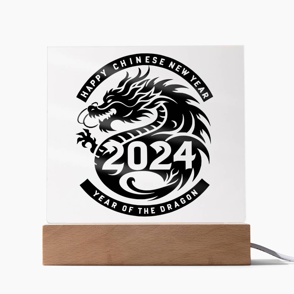 Happy Chinese New Year 2024 Year of the Dragon Square Acrylic Plaque Sign Nightlight - You Make It Special