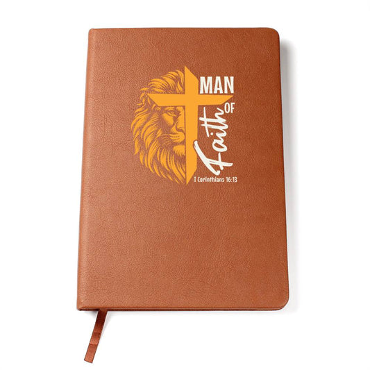 Man of God Leather Journal Notebook Diary - Gold Lion Cross (LJ-ManOfGod-Gld-S2401) - You Make It Special