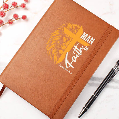 Man of God Leather Journal Notebook Diary - Gold Lion Cross (LJ-ManOfGod-Gld-S2401) - You Make It Special