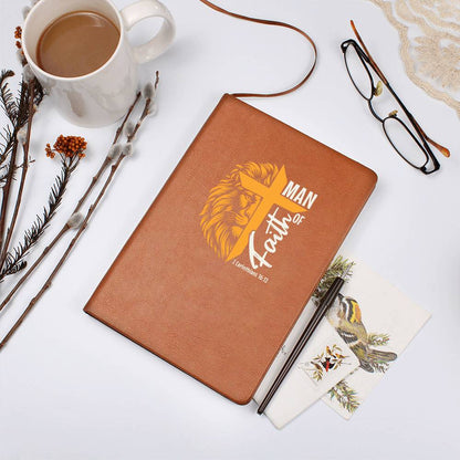 Man of God Leather Journal Notebook Diary - Gold Lion Cross (LJ-ManOfGod-Gld-S2401) - You Make It Special