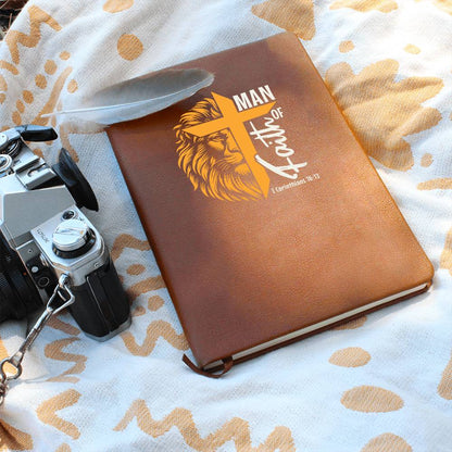 Man of God Leather Journal Notebook Diary - Gold Lion Cross (LJ-ManOfGod-Gld-S2401) - You Make It Special