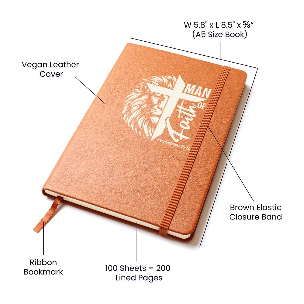 Man of God Leather Journal Notebook Diary - Lion Cross (LJ-ManOfGod-Cr-S2401) - You Make It Special