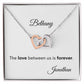 Personalize Recipient and Giver Names | Love Between Us Interlocking Hearts necklace
