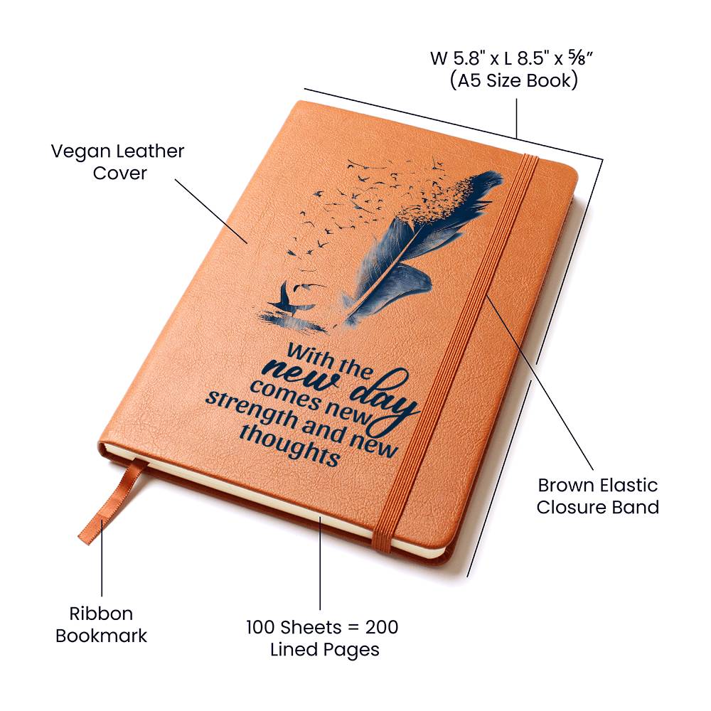 Separating Feather leather journal | With the new day - You Make It Special