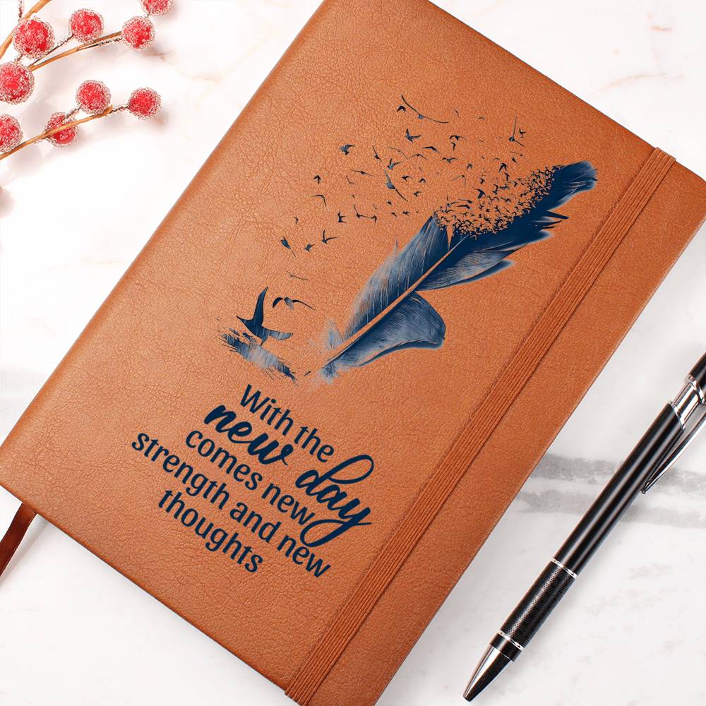 Separating Feather leather journal | With the new day - You Make It Special