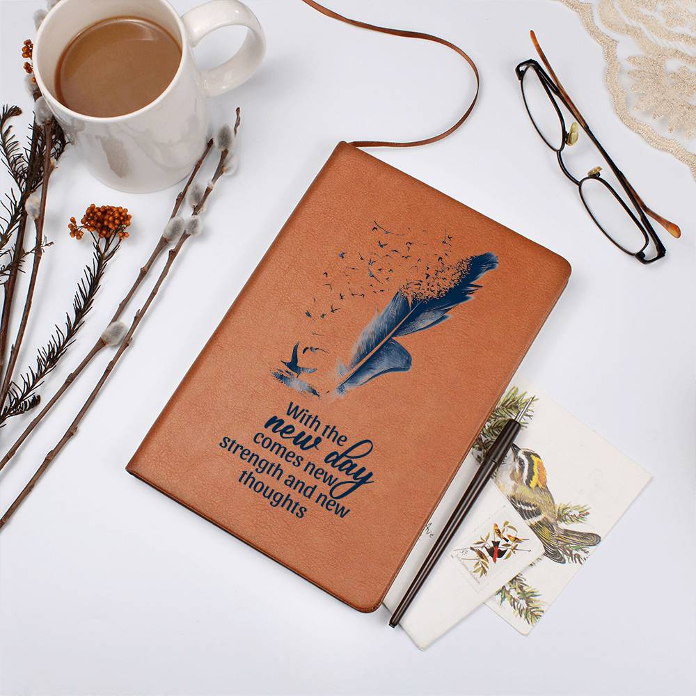 Separating Feather leather journal | With the new day - You Make It Special