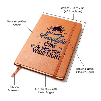 Shining leather journal | Keep Shining Beautiful - You Make It Special