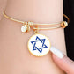 Star of David-Blue Circle Bangle Bracelet (CBB-STRDVDBLU-S2312) - You Make It Special