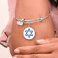 Star of David-Blue Circle Bangle Bracelet (CBB-STRDVDBLU-S2312) - You Make It Special