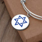 Star of David-Blue Circle Bangle Bracelet (CBB-STRDVDBLU-S2312) - You Make It Special