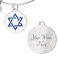 Star of David-Blue Circle Bangle Bracelet (CBB-STRDVDBLU-S2312) - You Make It Special