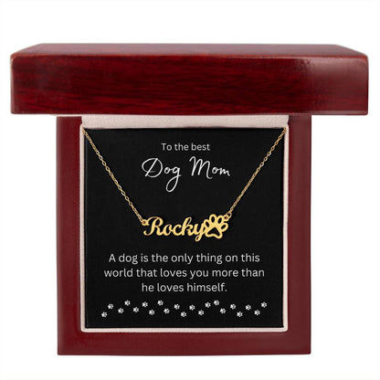 To Best Dog Mom - Personalize Name Necklace | A dog (PPNN-M-ME-BestDogMom-BK-S2309) - You Make It Special