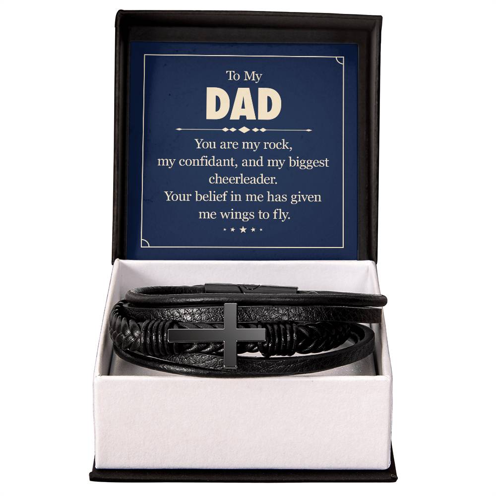 To Dad from child | You are my rock | Cross Leather Bracelet - You Make It Special