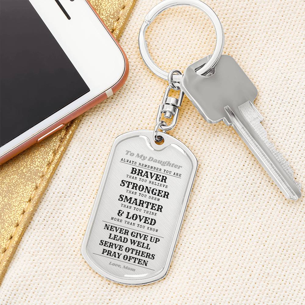 To Daughter From Mom | Always Remember | Dog Tag with Swivel Keychain (DT-KSW-D-M-W-S2309) - You Make It Special