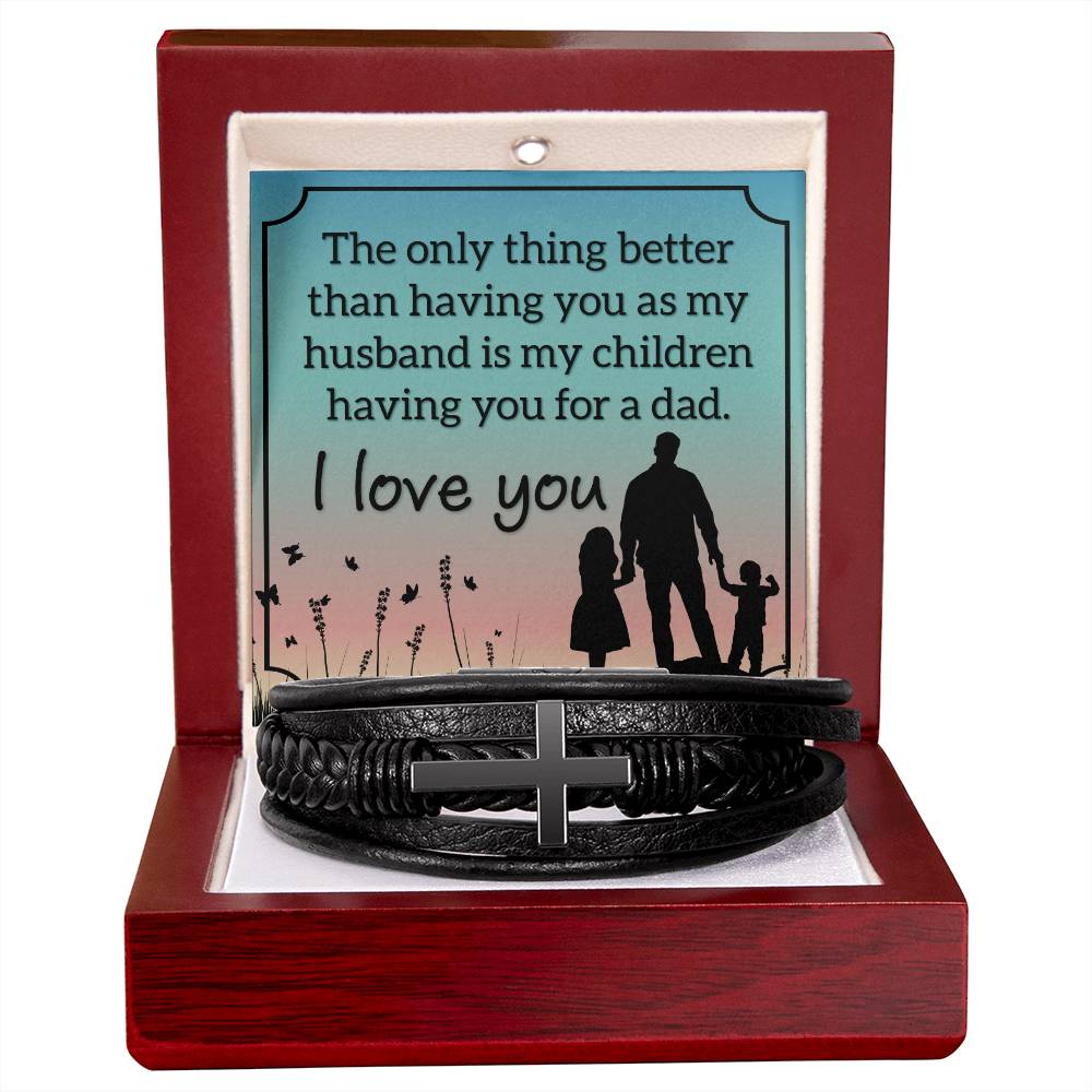 To Husband from Wife | The only thing | Cross Leather Bracelet - You Make It Special