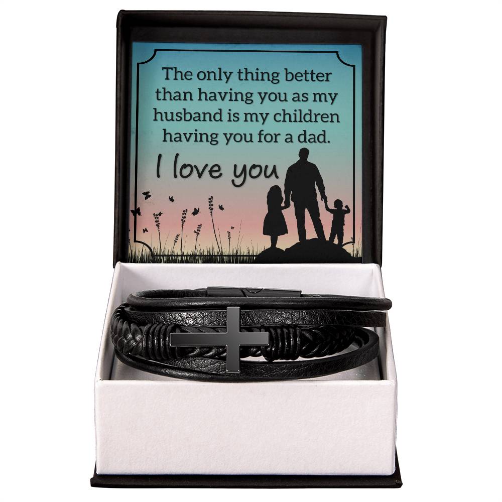 To Husband from Wife | The only thing | Cross Leather Bracelet - You Make It Special