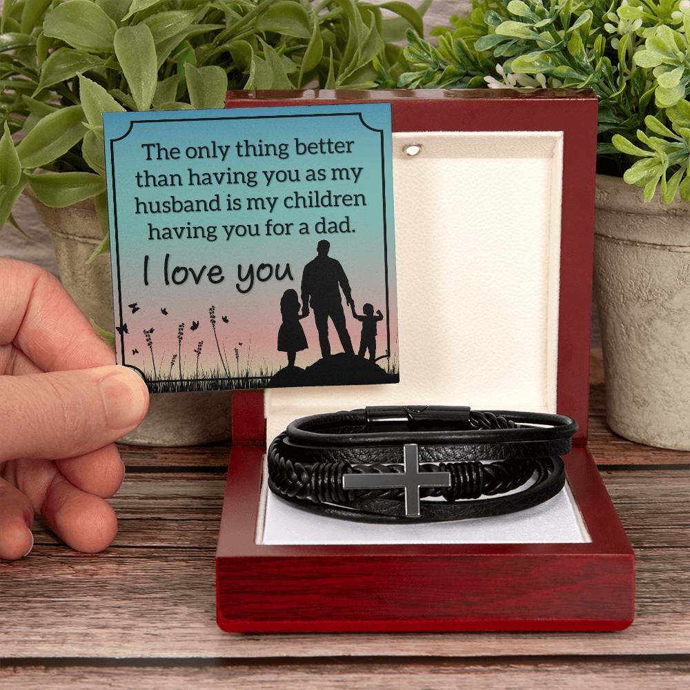 To Husband from Wife | The only thing | Cross Leather Bracelet - You Make It Special