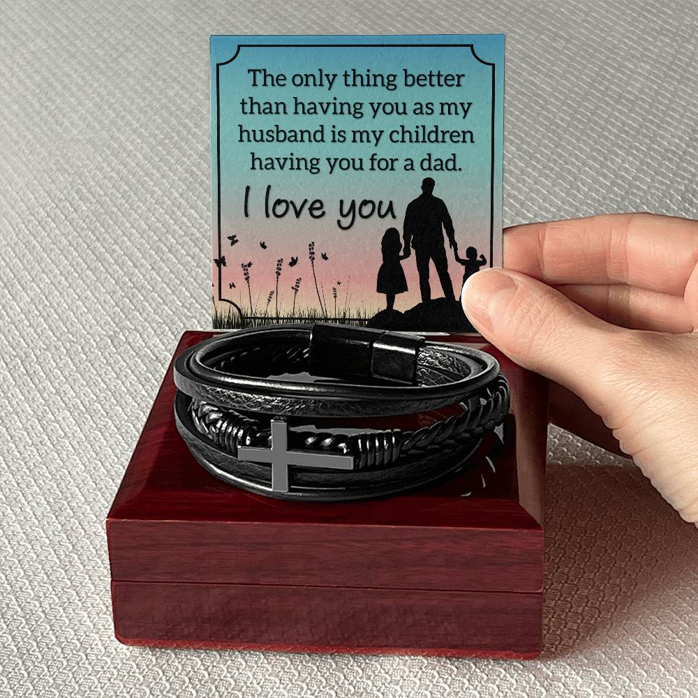 To Husband from Wife | The only thing | Cross Leather Bracelet - You Make It Special