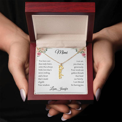 To MiMi from 1 grandchild From "Personalize Giver Name" | Personalized Vertical Name Necklace - You Make It Special
