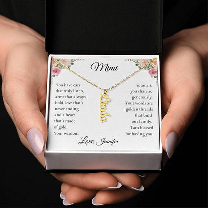 To MiMi from 1 grandchild From "Personalize Giver Name" | Personalized Vertical Name Necklace - You Make It Special
