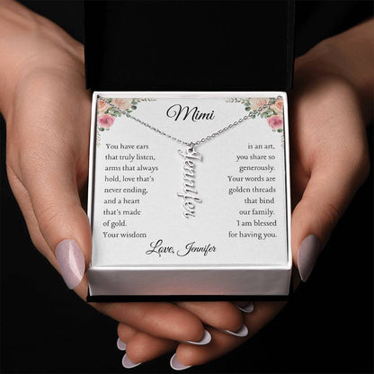To MiMi from 1 grandchild From "Personalize Giver Name" | Personalized Vertical Name Necklace - You Make It Special