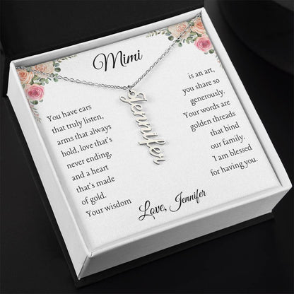 To MiMi from 1 grandchild From "Personalize Giver Name" | Personalized Vertical Name Necklace - You Make It Special