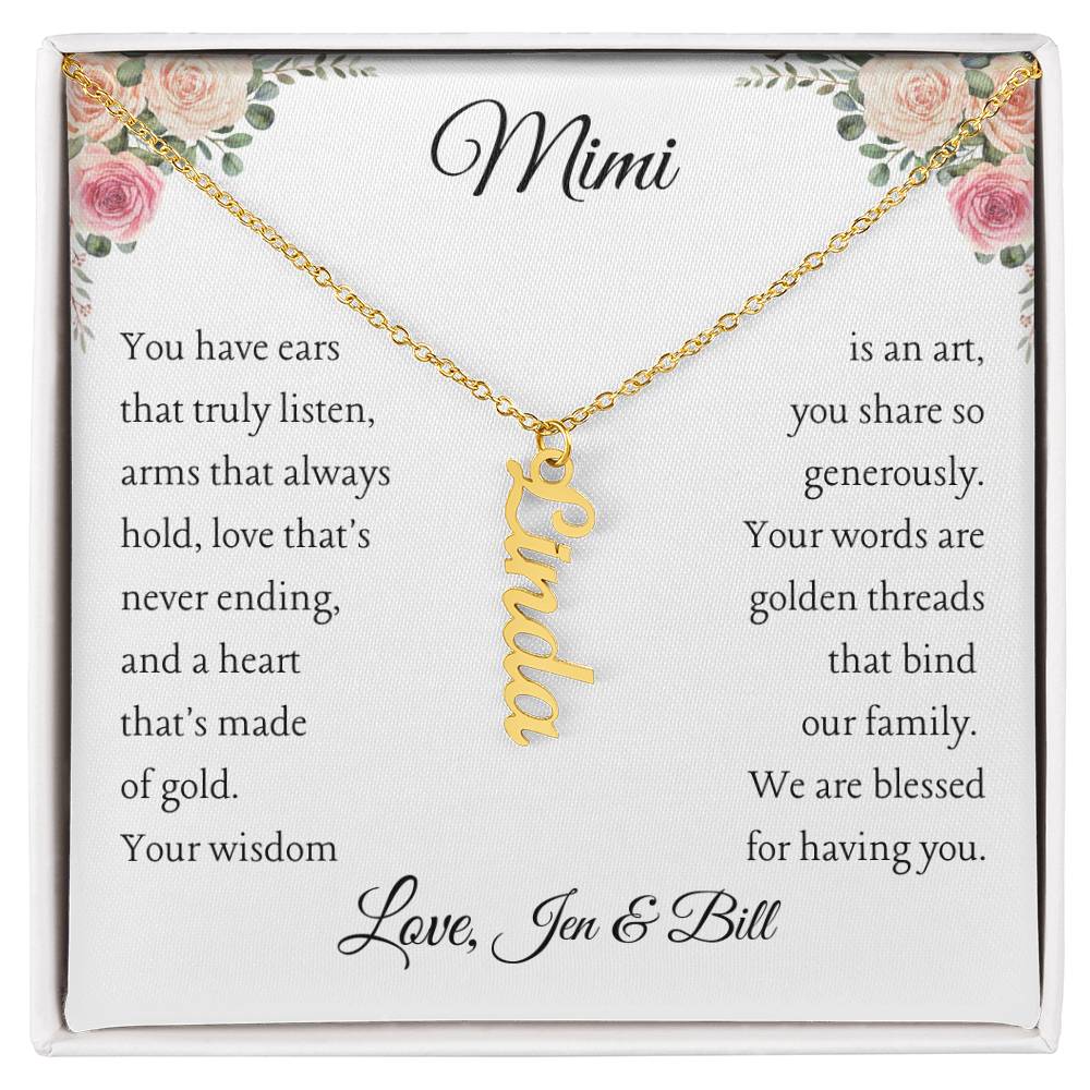 To Mimi with 2 - 4 grandchildren | You have ears | Personalized Multi Vertical Name necklace, white - You Make It Special