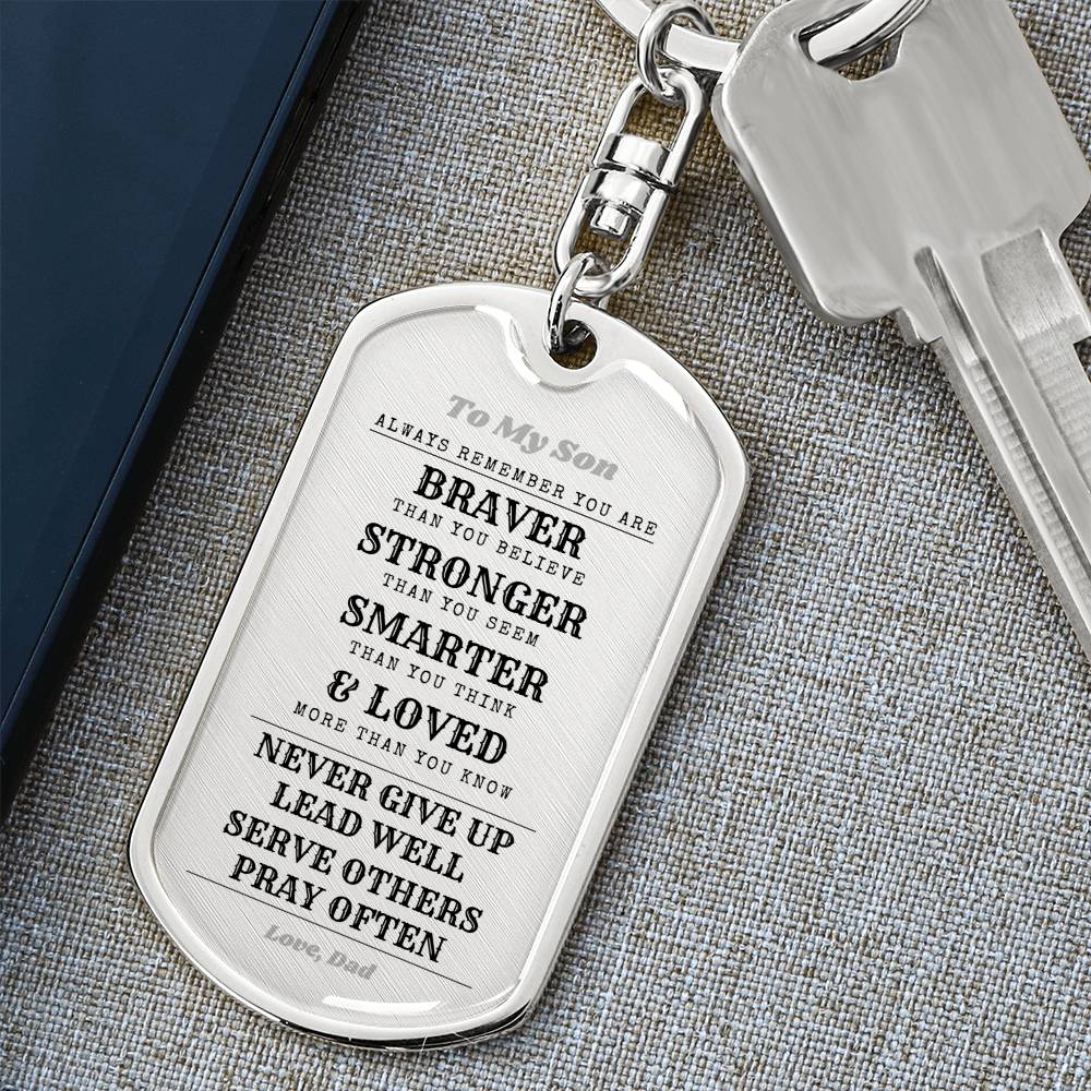 To Son From Dad | Always Remember | Dog Tag with Swivel Keychain (DT-KSW-S-D-W-S2309) - You Make It Special