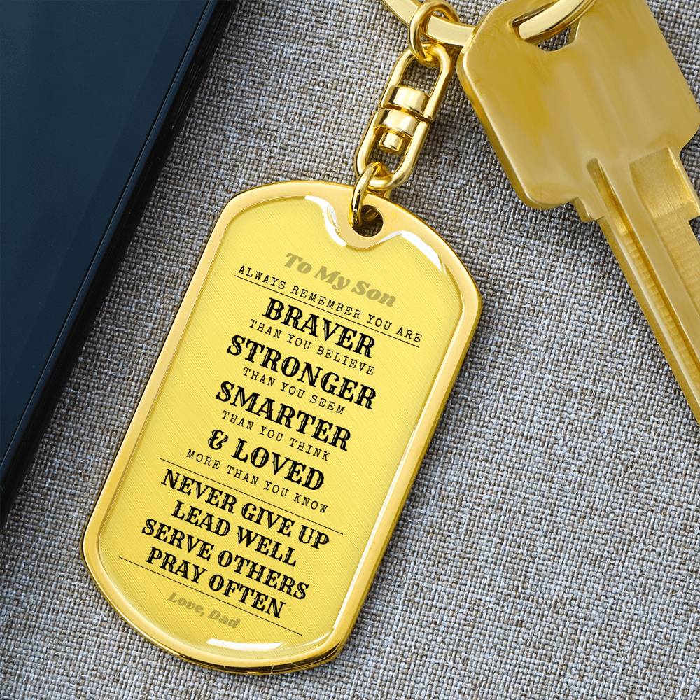 To Son From Dad | Always Remember | Dog Tag with Swivel Keychain (DT-KSW-S-D-W-S2309) - You Make It Special