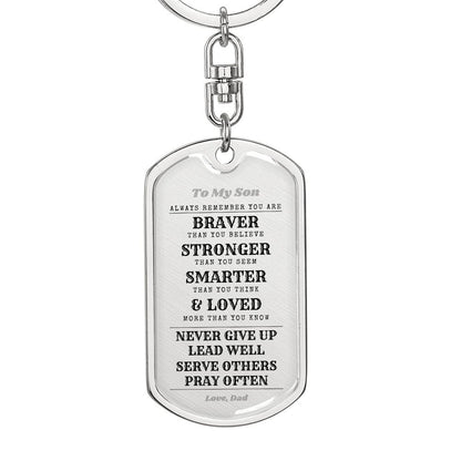 To Son From Dad | Always Remember | Dog Tag with Swivel Keychain (DT-KSW-S-D-W-S2309) - You Make It Special