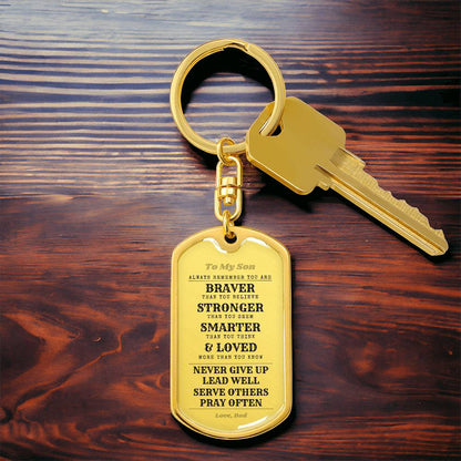 To Son From Dad | Always Remember | Dog Tag with Swivel Keychain (DT-KSW-S-D-W-S2309) - You Make It Special