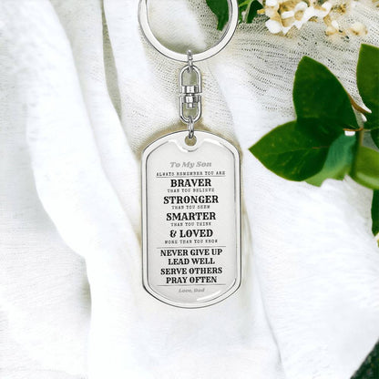 To Son From Dad | Always Remember | Dog Tag with Swivel Keychain (DT-KSW-S-D-W-S2309) - You Make It Special