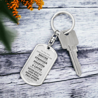 To Son From Dad | Always Remember | Dog Tag with Swivel Keychain (DT-KSW-S-D-W-S2309) - You Make It Special