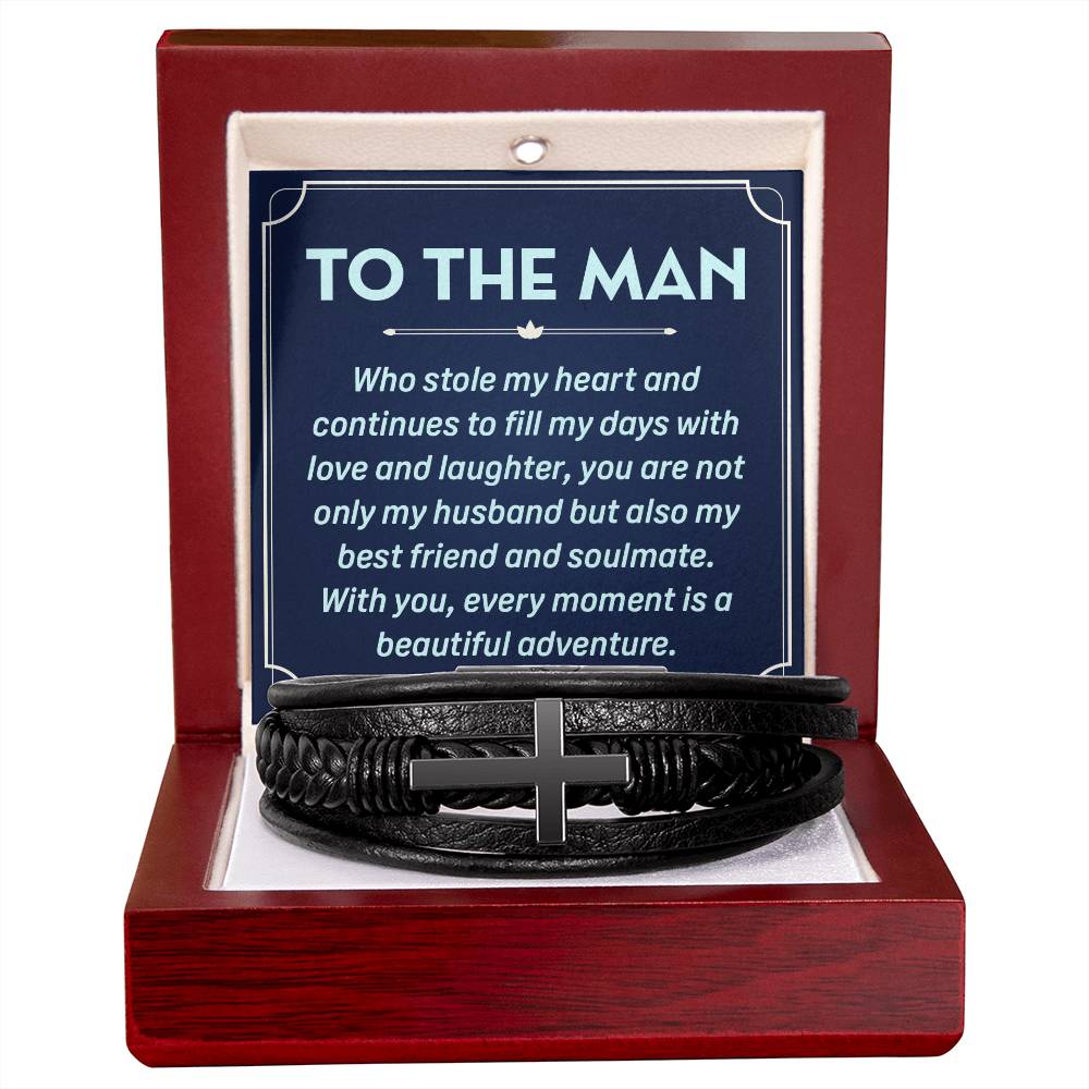 TO THE MAN from Wife | Who stole my heart | Cross Leather Bracelet - You Make It Special