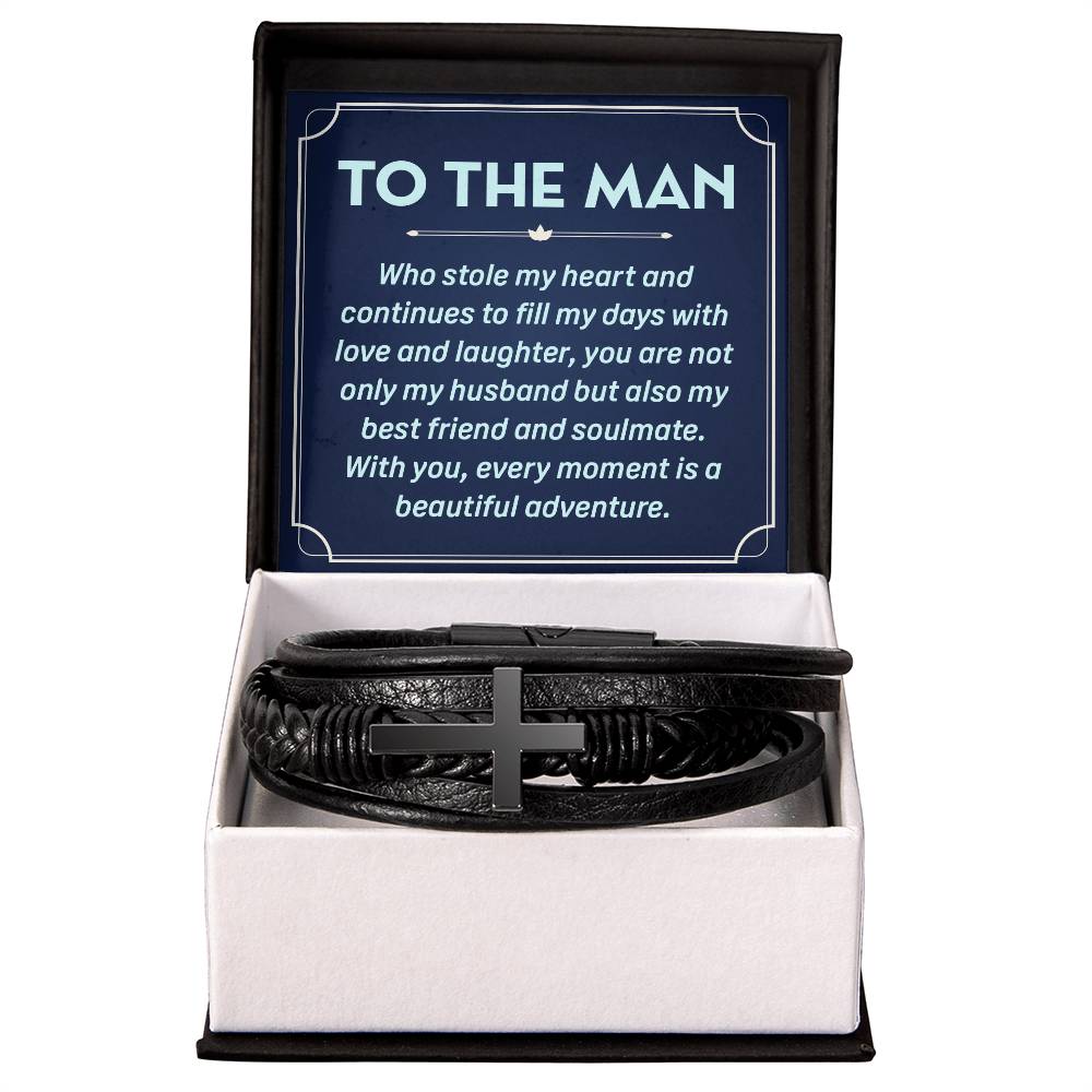 TO THE MAN from Wife | Who stole my heart | Cross Leather Bracelet - You Make It Special