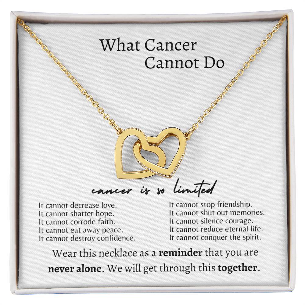 What cancer cannot do | Interlocking hearts necklace, white - You Make It Special