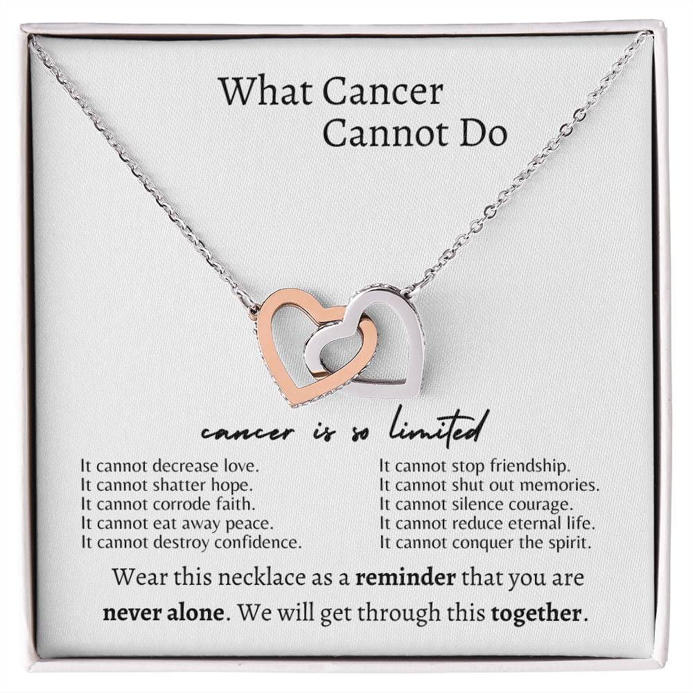 What cancer cannot do | Interlocking hearts necklace, white - You Make It Special