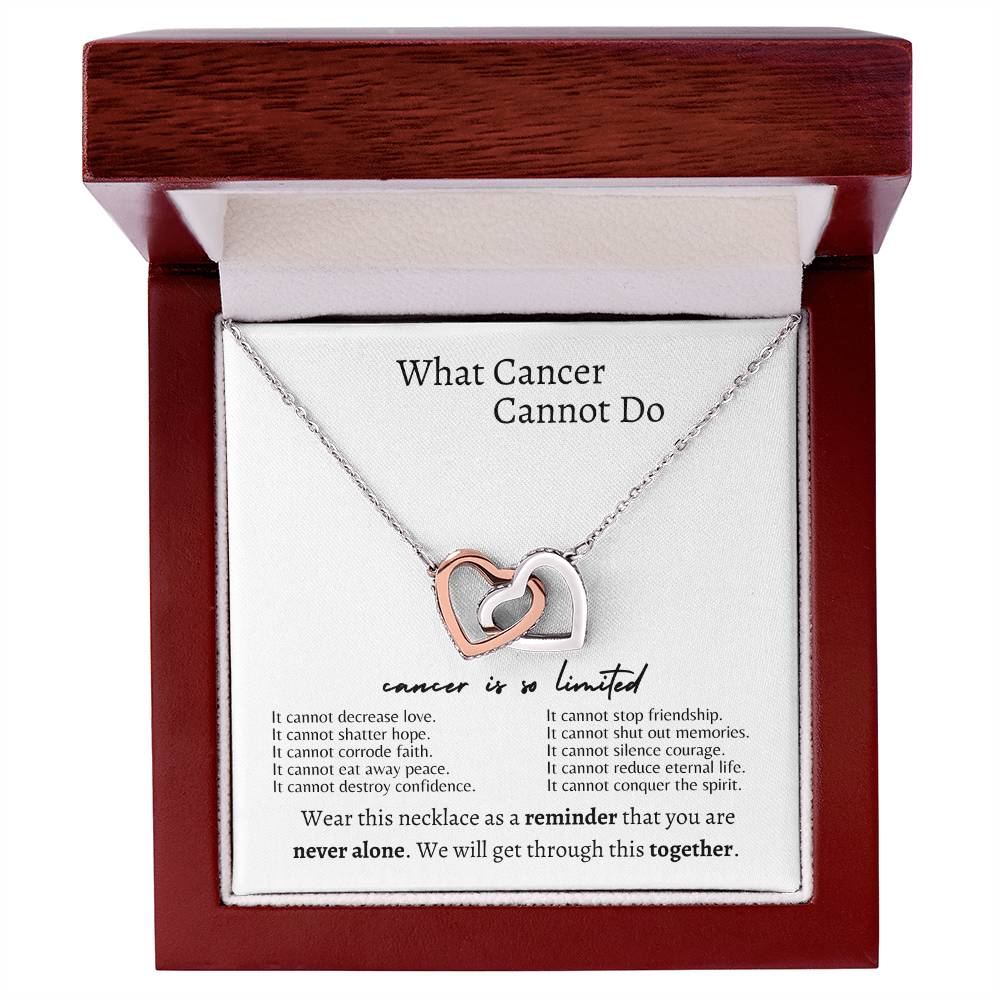 What cancer cannot do | Interlocking hearts necklace, white - You Make It Special