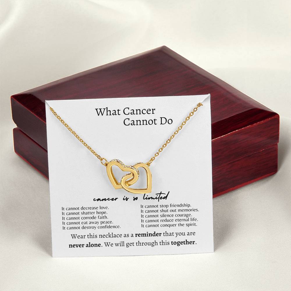 What cancer cannot do | Interlocking hearts necklace, white - You Make It Special