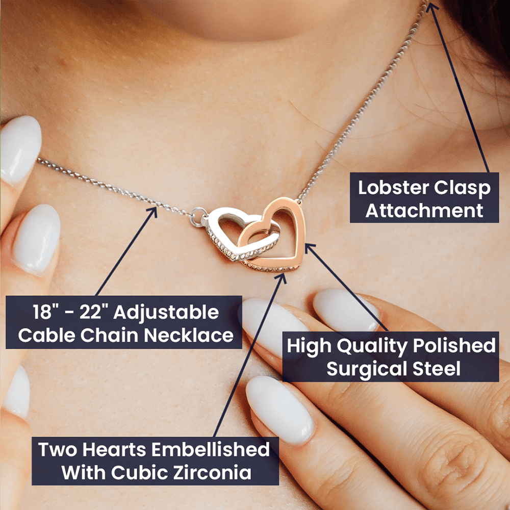 What cancer cannot do | Interlocking hearts necklace, white - You Make It Special