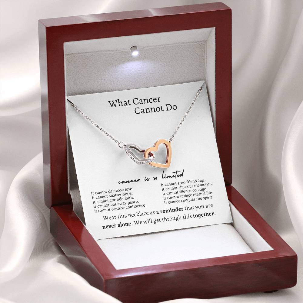 What cancer cannot do | Interlocking hearts necklace, white - You Make It Special